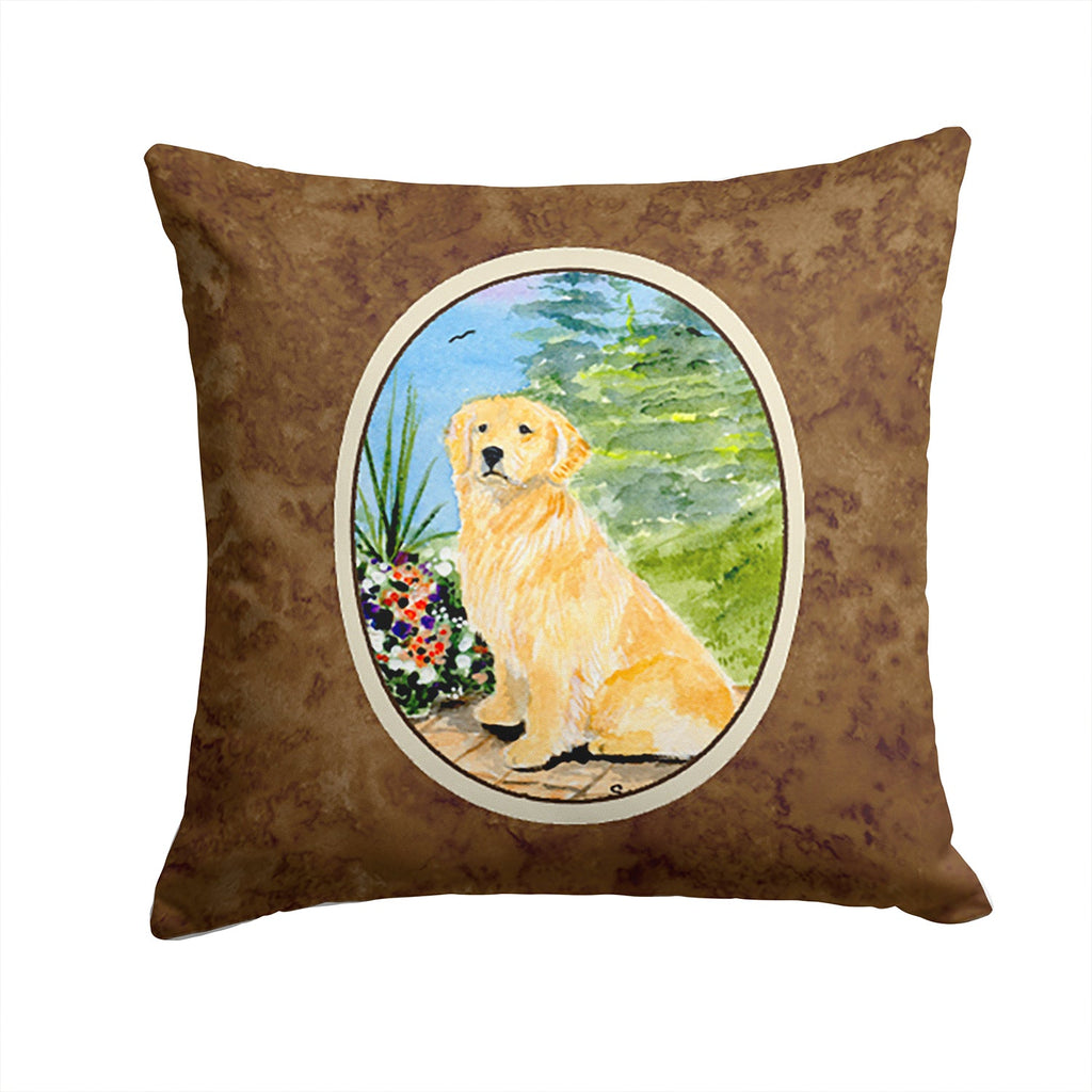 Golden Retriever Decorative Throw Pillow 14x14 Indoor Outdoor Accent Cushion, Fabric Cover with Insert for Sofa, Bed, Porch & Living Room