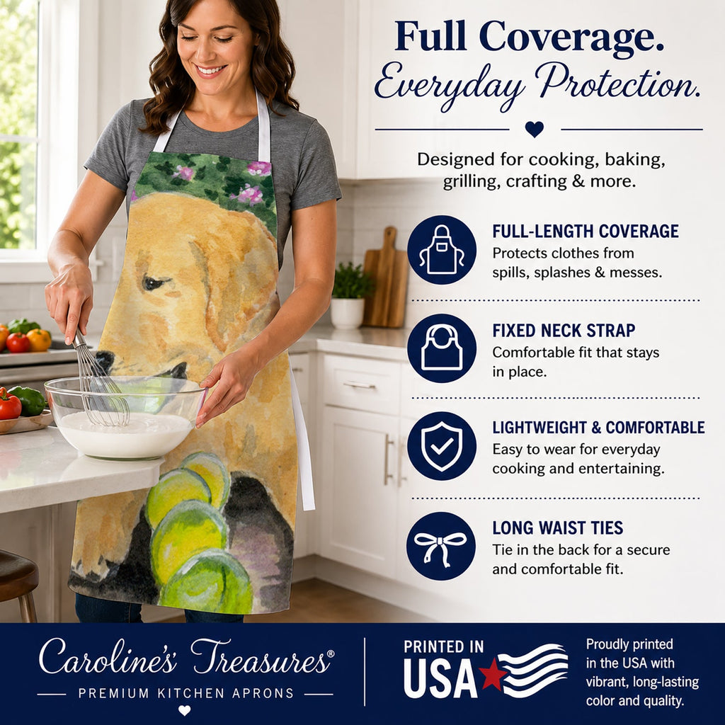 Golden Retriever Apron Cooking Kitchen Server Baking Crafts Gardening for Adult Women Men, Unisex, Large, Multicolor