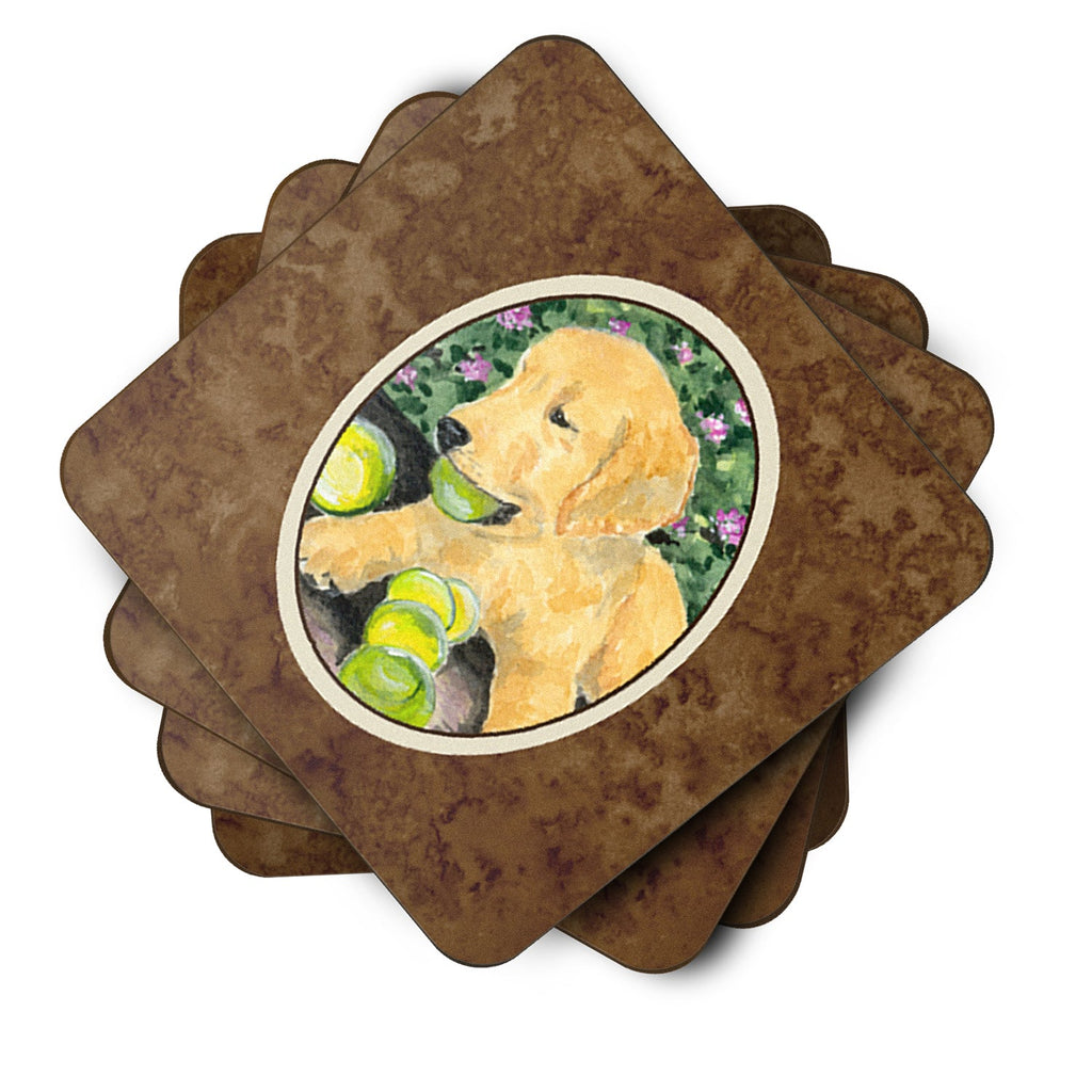 Golden Retriever Foam Coasters Set of 4 Cup Coasters for Indoor Outdoor, Tabletop Protection, Anti Slip, Mouse pad Material