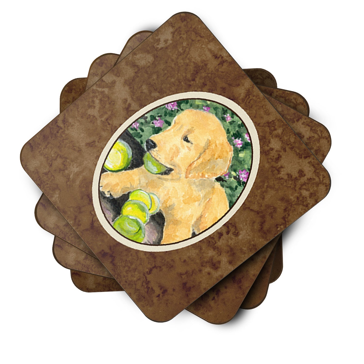 Golden Retriever Foam Coasters Set of 4 Cup Coasters for Indoor Outdoor, Tabletop Protection, Anti Slip, Mouse pad Material