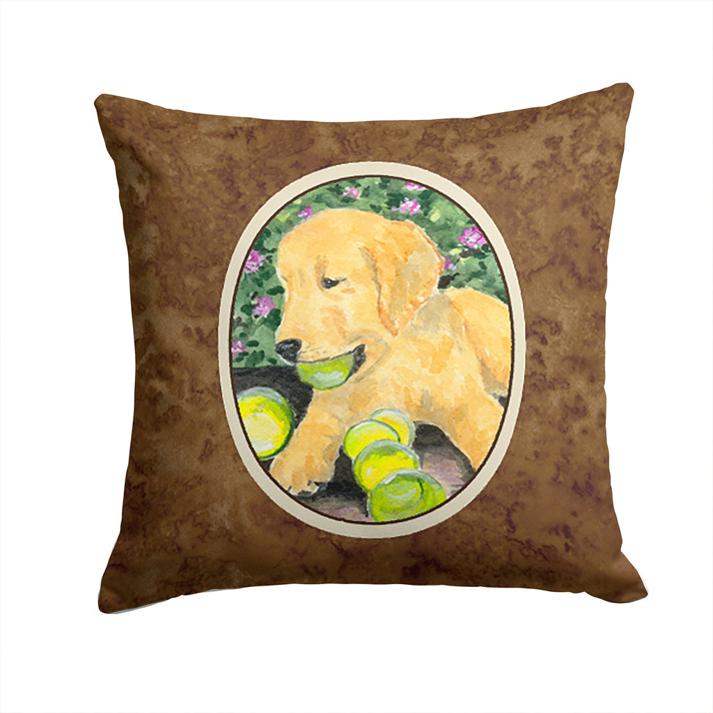 Golden Retriever Decorative Throw Pillow 14x14 Indoor Outdoor Accent Cushion, Fabric Cover with Insert for Sofa, Bed, Porch & Living Room