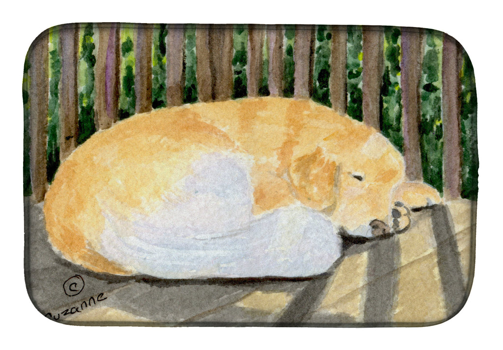 Golden Retriever Dish Drying Mat Absorbent Dish Drying Mat Pad for Kitchen Counter Dish Drainer Mat for Countertop, 14 x 21", Multicolor