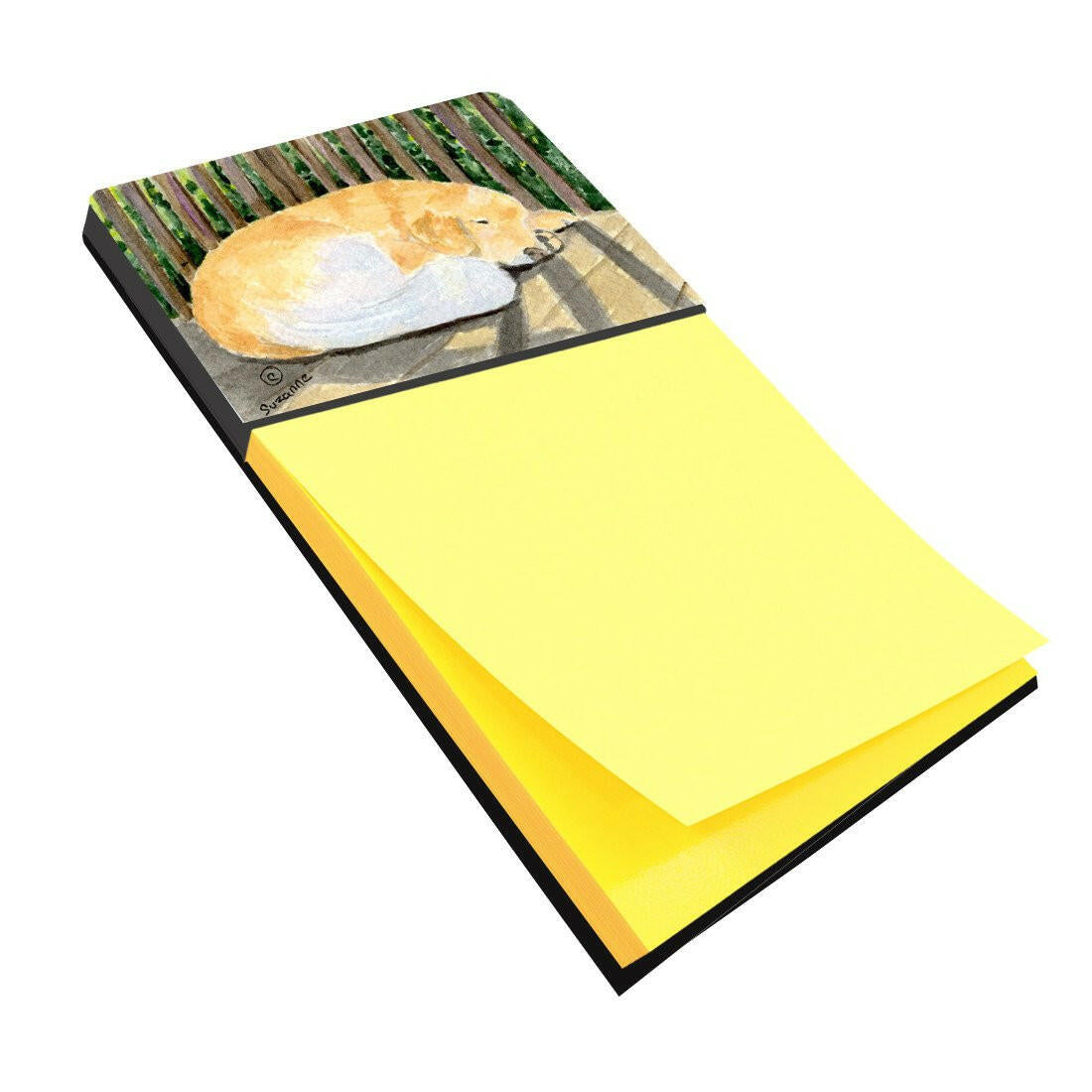 Golden Retriever Watercolor Sticky Note Holder Refillable Dispenser Desk Accessory 3x3 Pad Gift