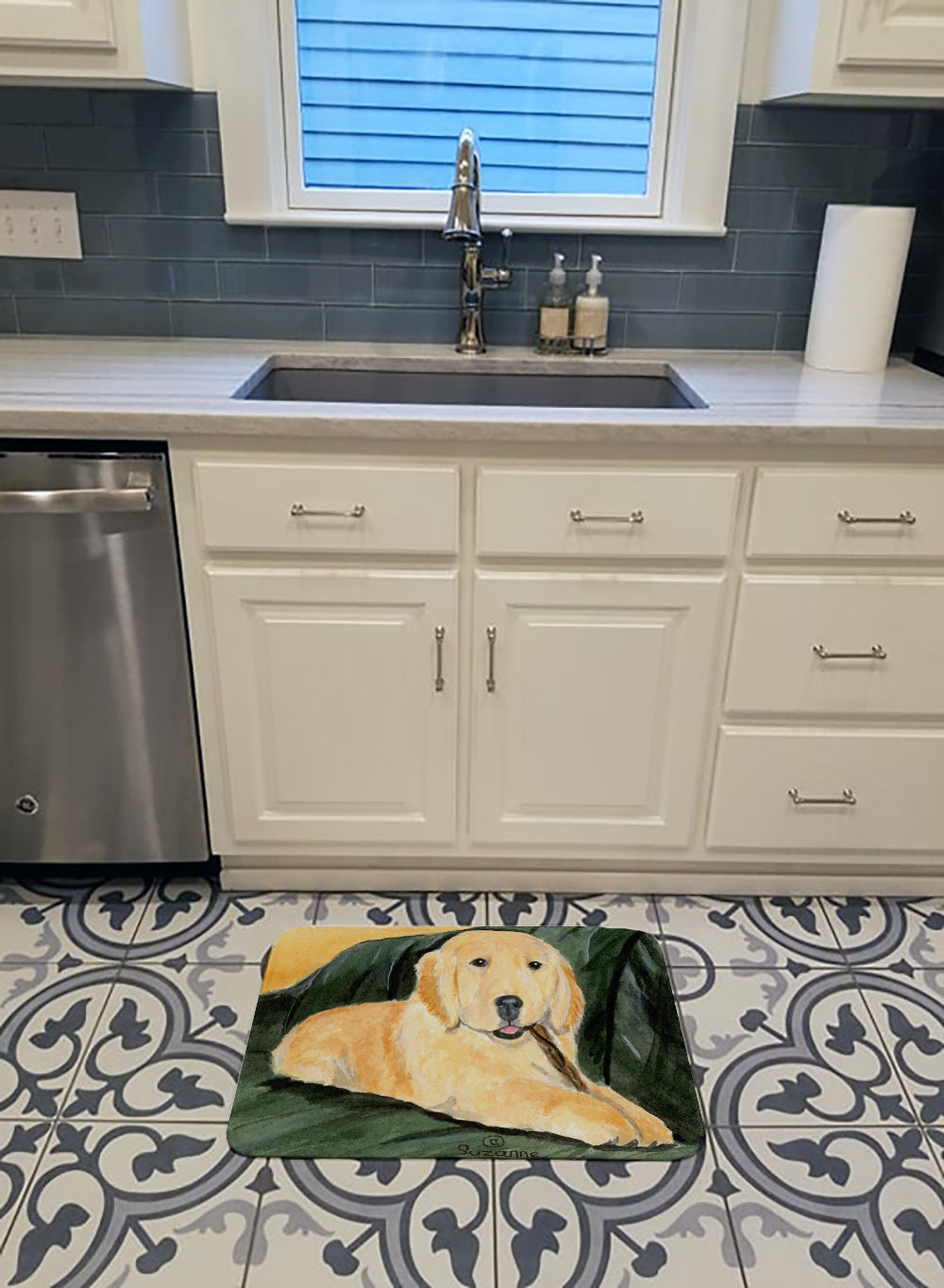 Golden Retriever Memory Foam Kitchen Mat Machine Washable Anti-Fatigue Cushion Comfort Bath or Kitchen Rug