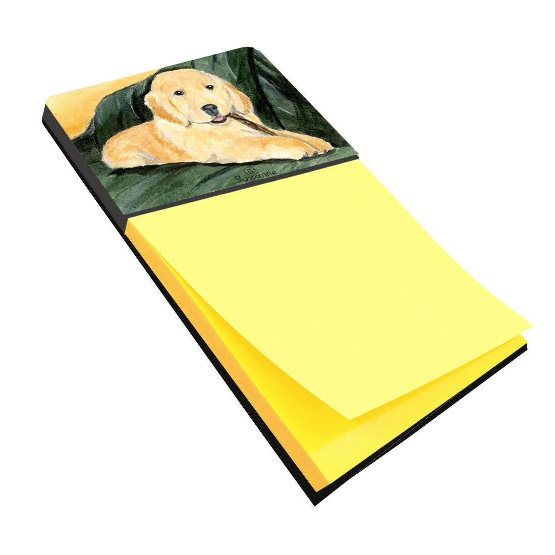Golden Retriever Watercolor Sticky Note Holder Refillable Dispenser Desk Accessory 3x3 Pad Gift