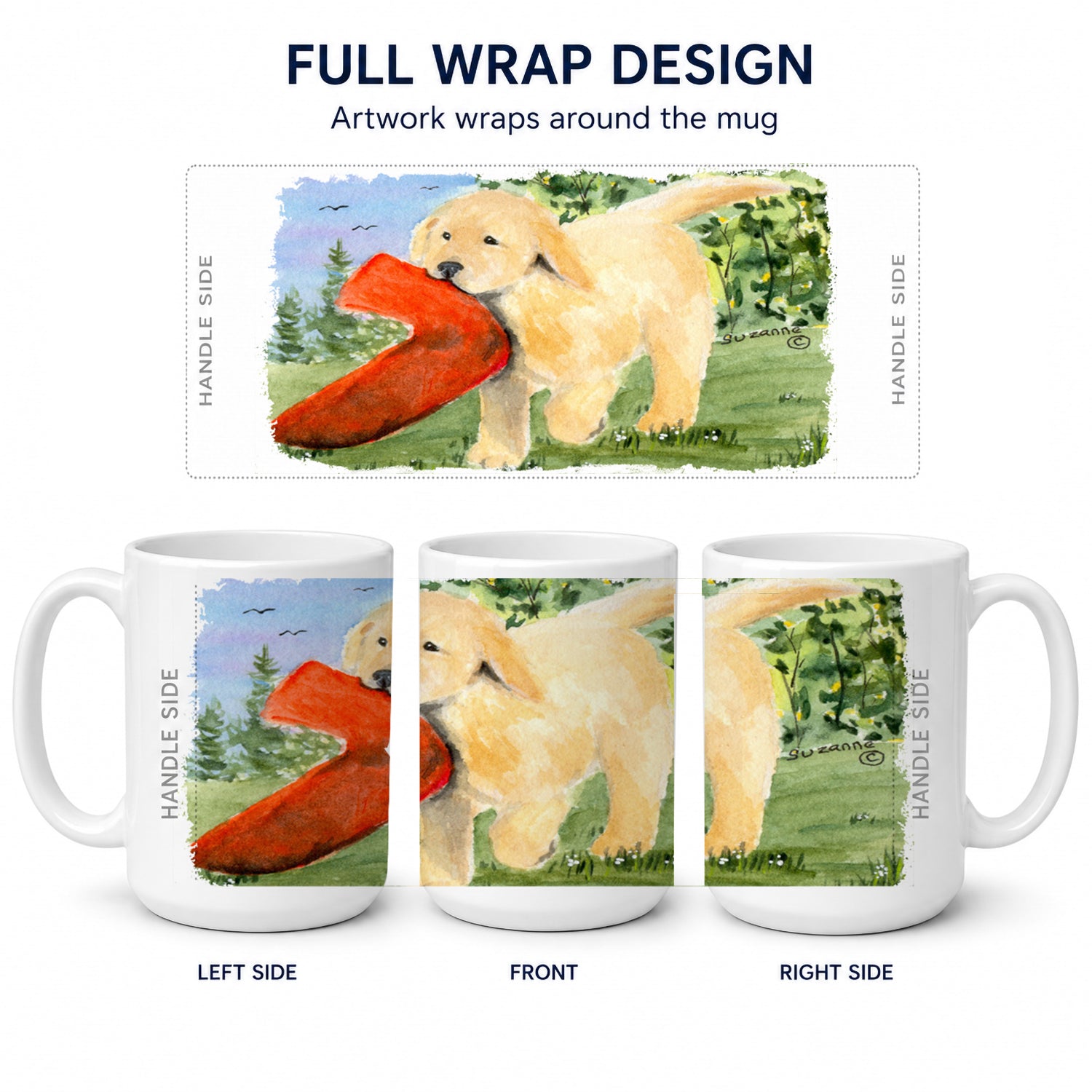 Golden Retriever Ceramic Coffee Mug 15 oz Decorative Large C Handle Mug Cup for Tea, Cocoa Hot Chocolate