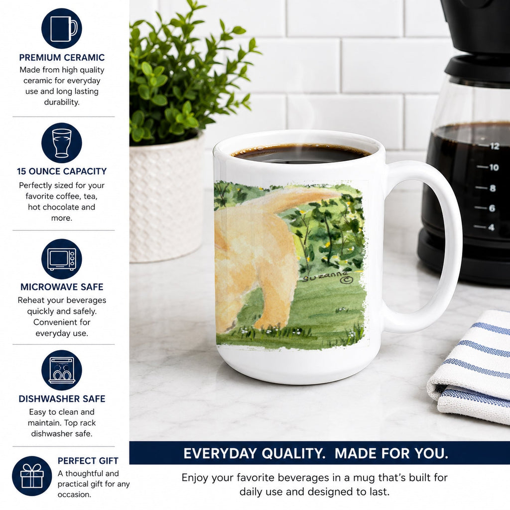 Golden Retriever Ceramic Coffee Mug 15 oz Decorative Large C Handle Mug Cup for Tea, Cocoa Hot Chocolate
