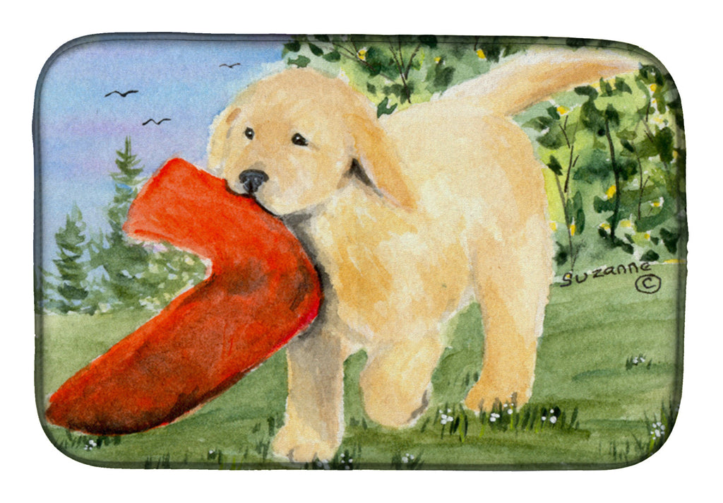 Golden Retriever Dish Drying Mat Absorbent Dish Drying Mat Pad for Kitchen Counter Dish Drainer Mat for Countertop, 14 x 21", Multicolor