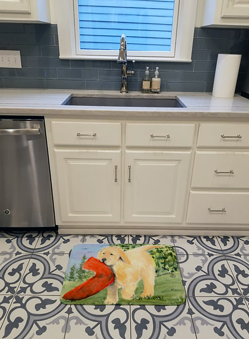 Golden Retriever Memory Foam Kitchen Mat Machine Washable Anti-Fatigue Cushion Comfort Bath or Kitchen Rug