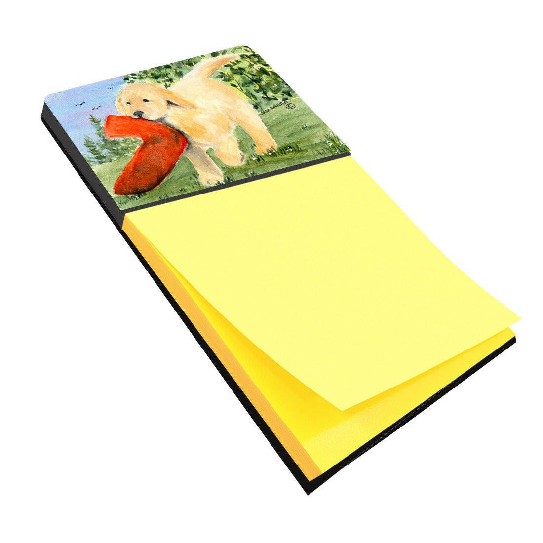 Golden Retriever Watercolor Sticky Note Holder Refillable Dispenser Desk Accessory 3x3 Pad Gift