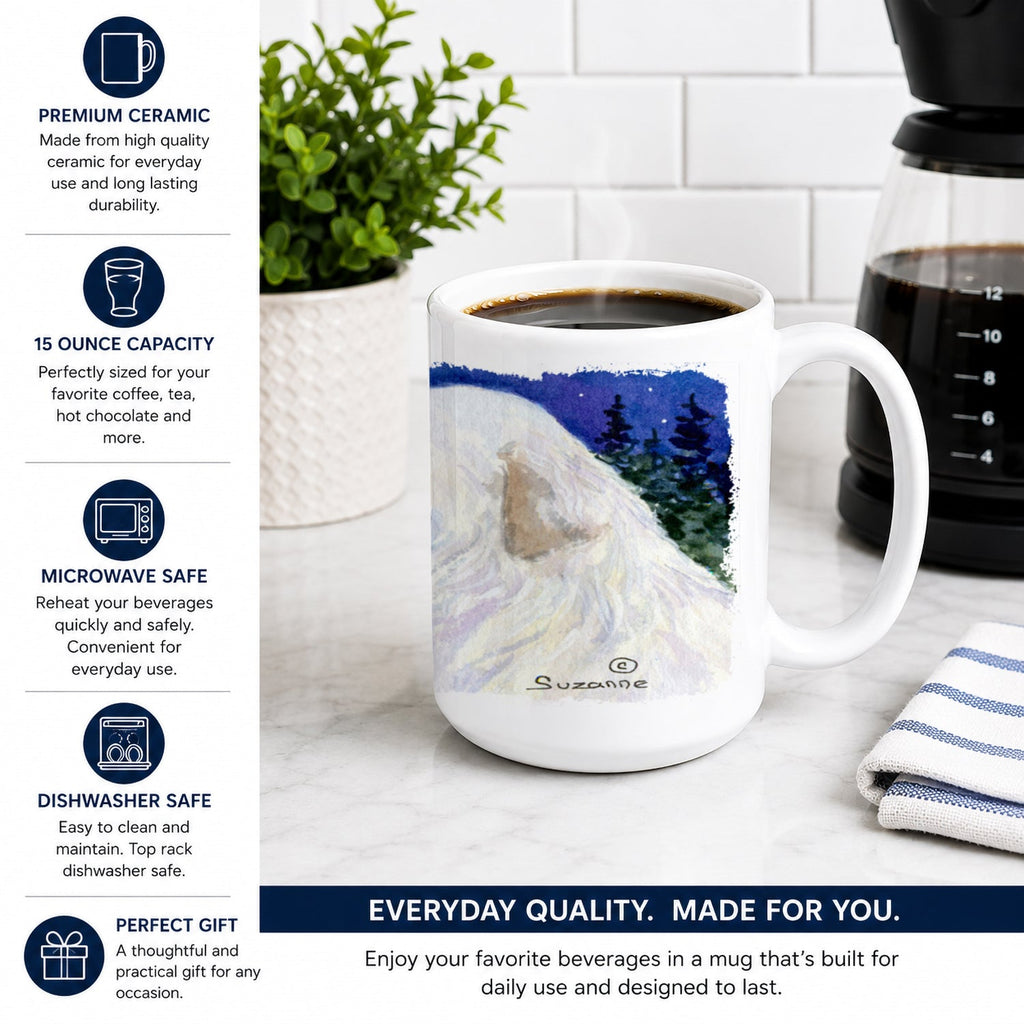 Great Pyrenees Ceramic Coffee Mug 15 oz Decorative Large C Handle Mug Cup for Tea, Cocoa Hot Chocolate