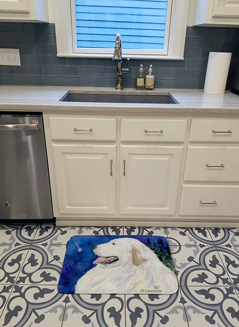 Great Pyrenees Memory Foam Kitchen Mat Machine Washable Anti-Fatigue Cushion Comfort Bath or Kitchen Rug