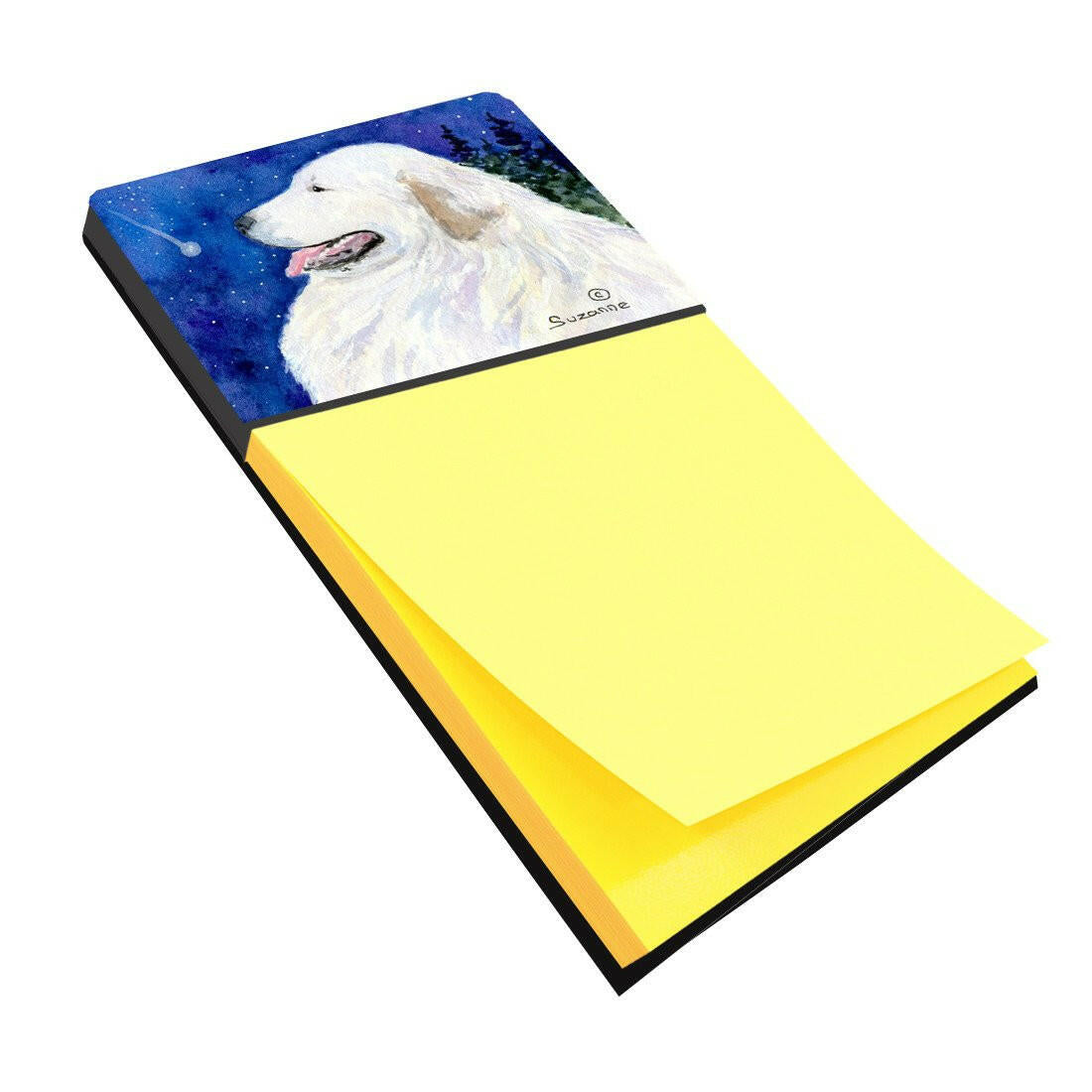 Great Pyrenees Watercolor Sticky Note Holder Refillable Dispenser Desk Accessory 3x3 Pad Gift