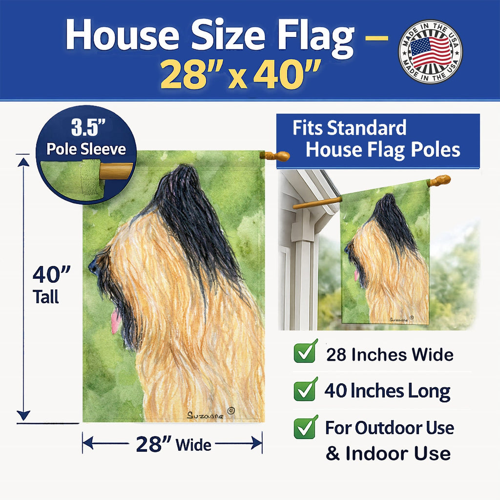 Briard House Flag 28x40 Porch Sleeve Pole Decorative Outside Yard Banner Artwork Wall Hanging, Polyester