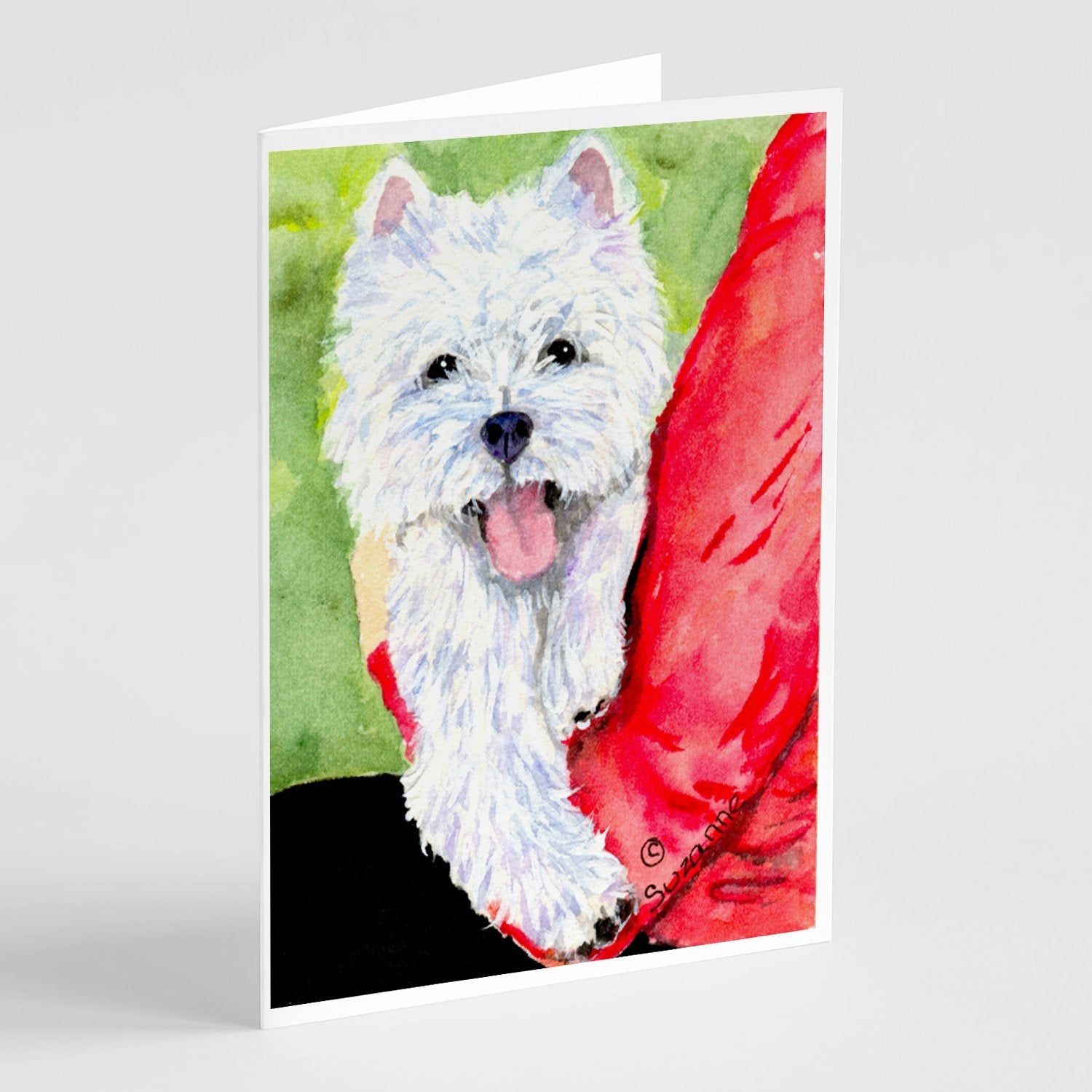 Westie Greeting Cards Pack of 8 Blank Cards with Envelopes Whimsical A7 Size 5x7