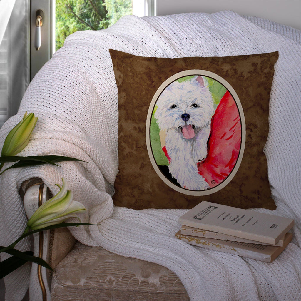 Westie Decorative Throw Pillow 14x14 Indoor Outdoor Accent Cushion, Fabric Cover with Insert for Sofa, Bed, Porch & Living Room