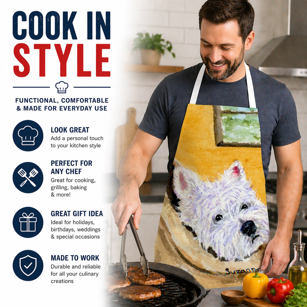 Westie Apron Cooking Kitchen Server Baking Crafts Gardening for Adult Women Men, Unisex, Large, Multicolor