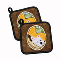 Westie Pot Holder Set of 2 Heat Resistant Quilted Hot Pads 7.5 x 7.5 Inch, Insulated Kitchen Trivets for Cooking & Baking