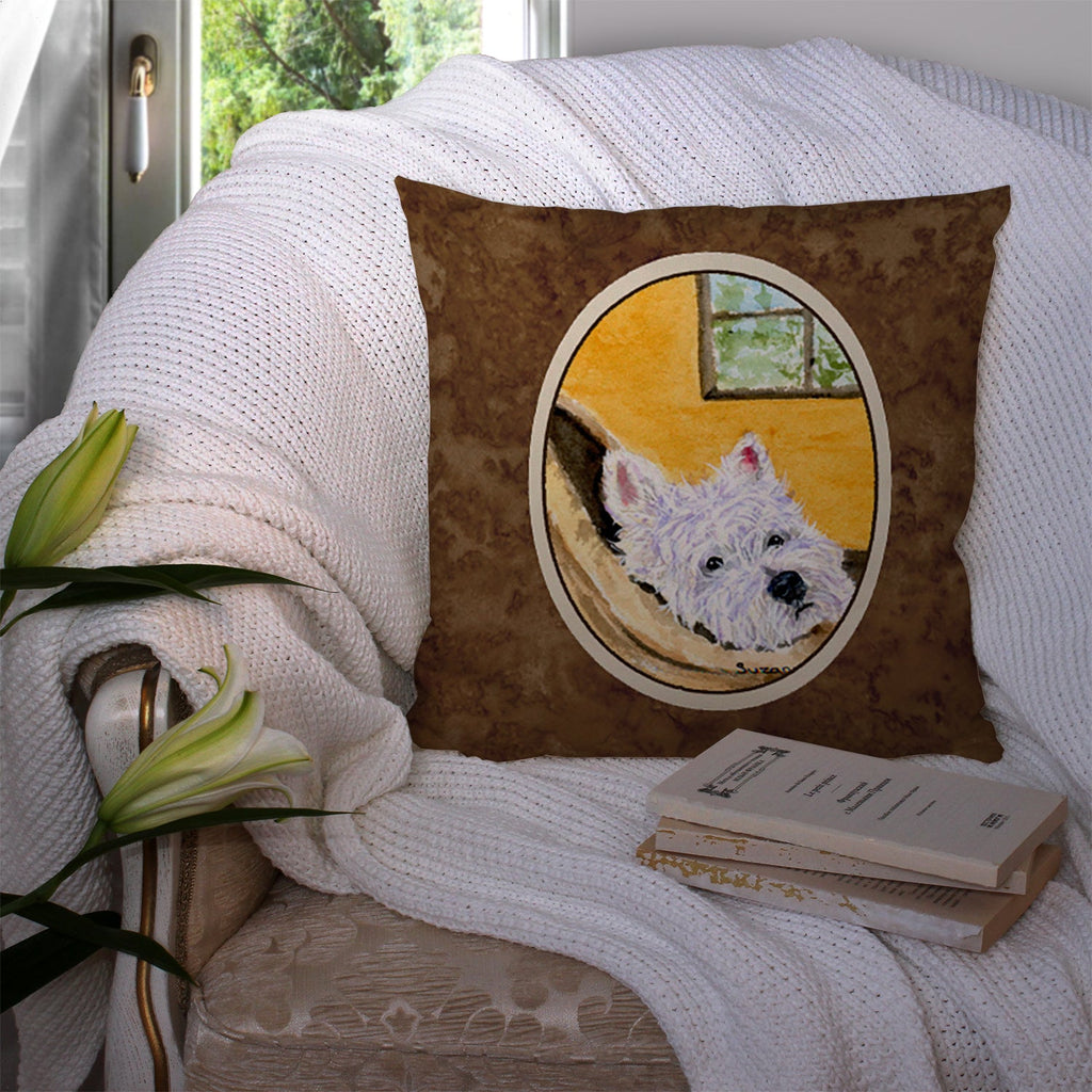 Westie Decorative Throw Pillow 14x14 Indoor Outdoor Accent Cushion, Fabric Cover with Insert for Sofa, Bed, Porch & Living Room