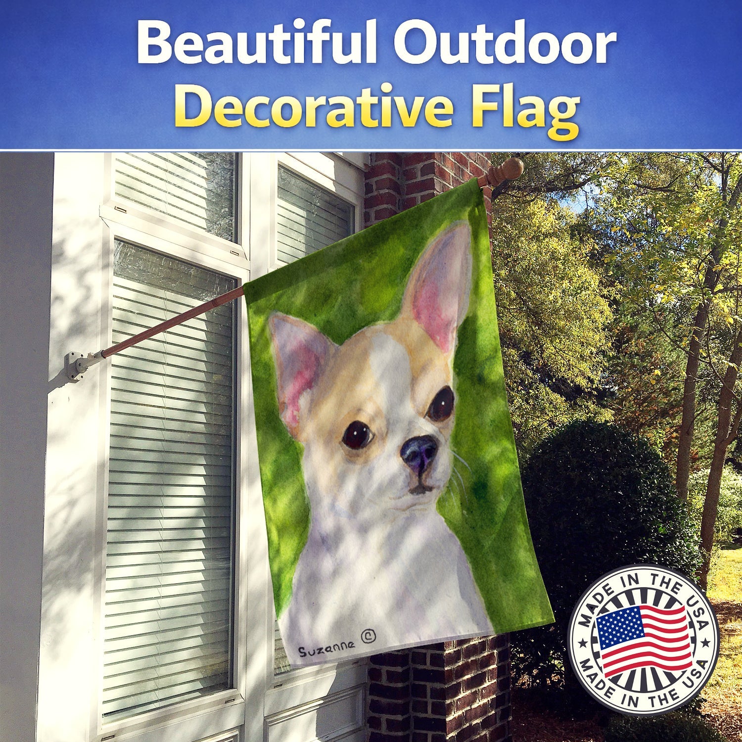 Chihuahua House Flag 28x40 Porch Sleeve Pole Decorative Outside Yard Banner Artwork Wall Hanging, Polyester