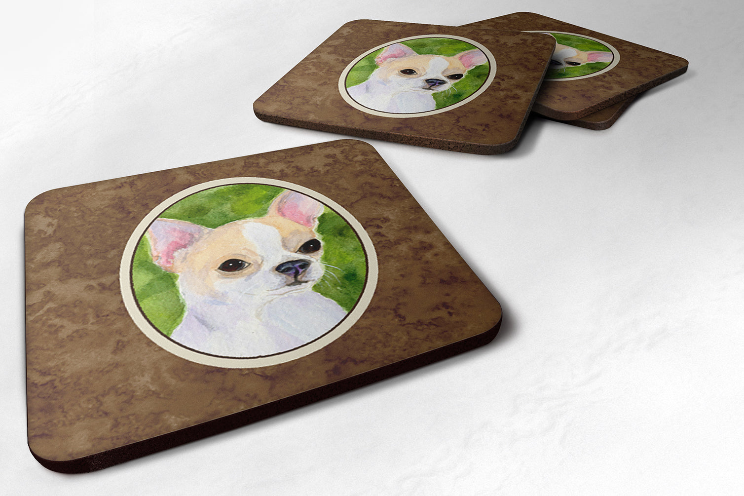 Chihuahua Foam Coasters Set of 4 Cup Coasters for Indoor Outdoor, Tabletop Protection, Anti Slip, Mouse pad Material
