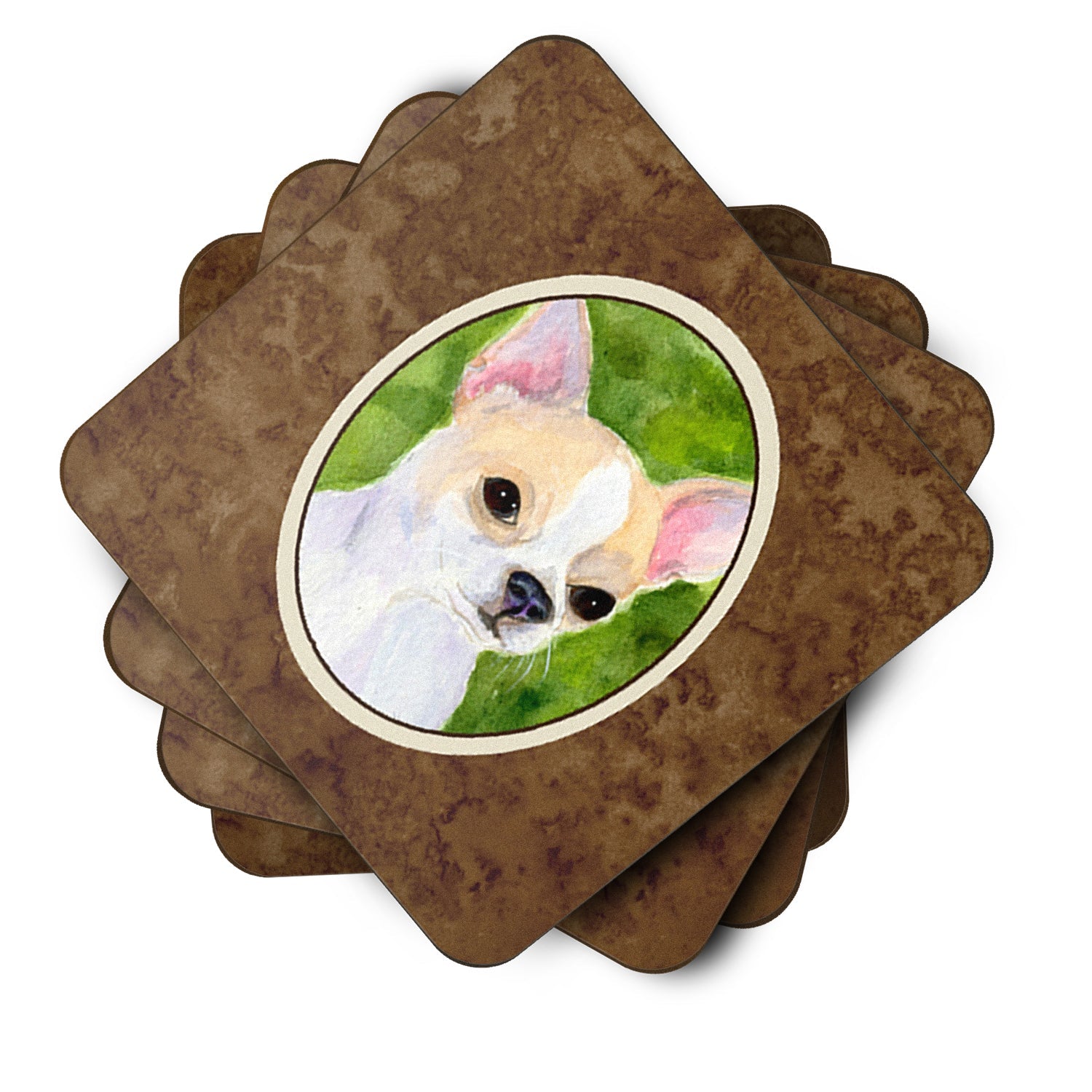 Chihuahua Foam Coasters Set of 4 Cup Coasters for Indoor Outdoor, Tabletop Protection, Anti Slip, Mouse pad Material
