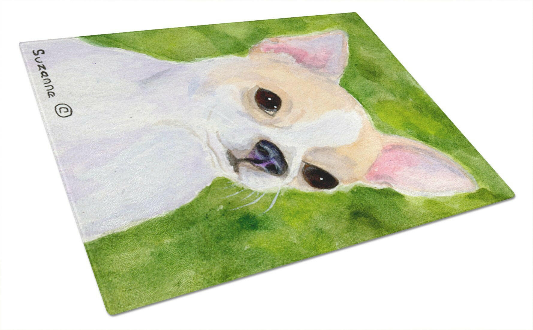 Chihuahua Cutting Board Tempered Glass Kitchen Cutting Surface, Heat Resistant Chopping, Non-Slip Feet, Food Prep & Serving