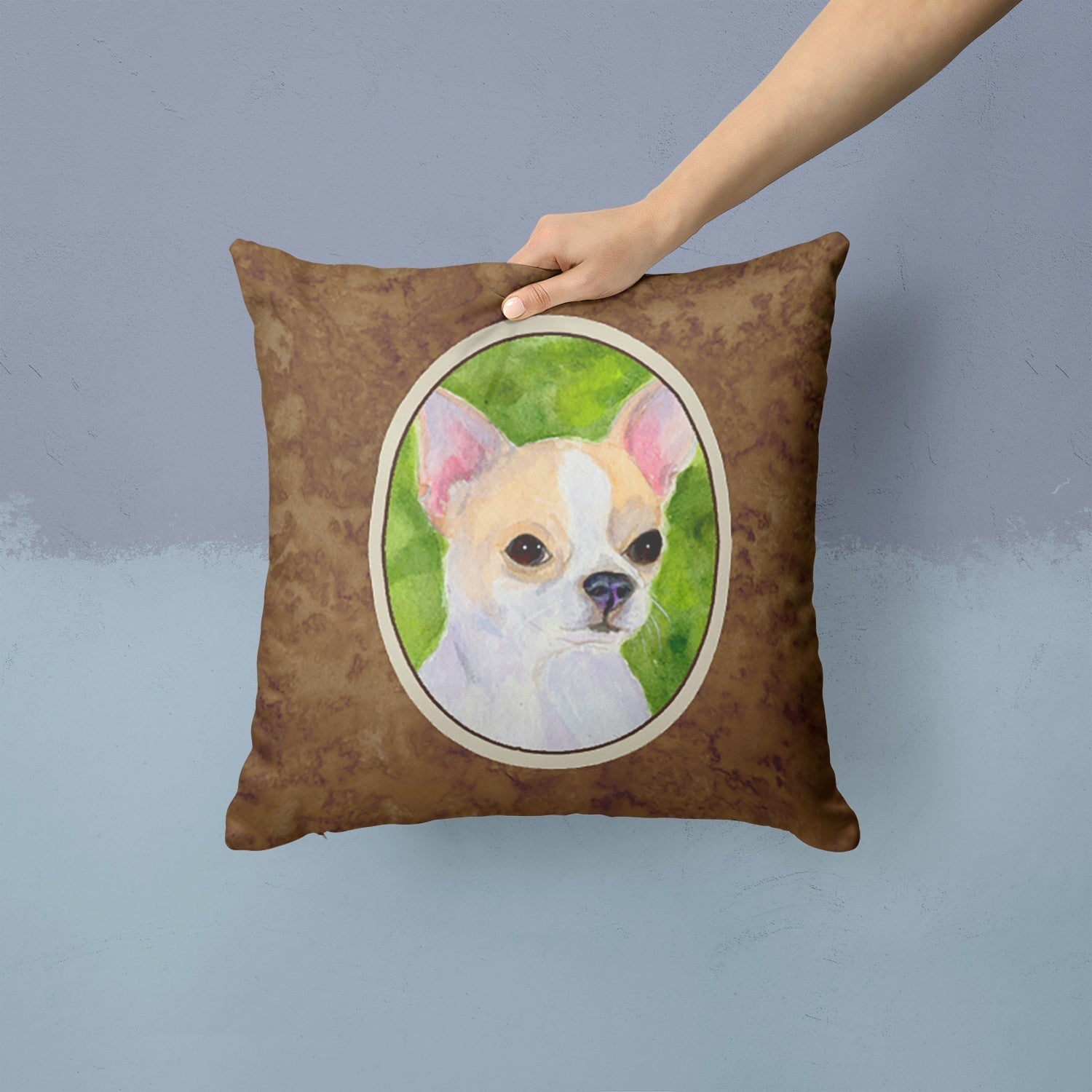 Chihuahua Decorative Throw Pillow 14x14 Indoor Outdoor Accent Cushion, Fabric Cover with Insert for Sofa, Bed, Porch & Living Room