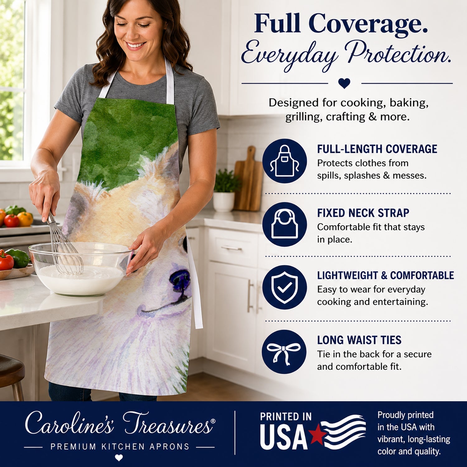 Chihuahua Apron Cooking Kitchen Server Baking Crafts Gardening for Adult Women Men, Unisex, Large, Multicolor