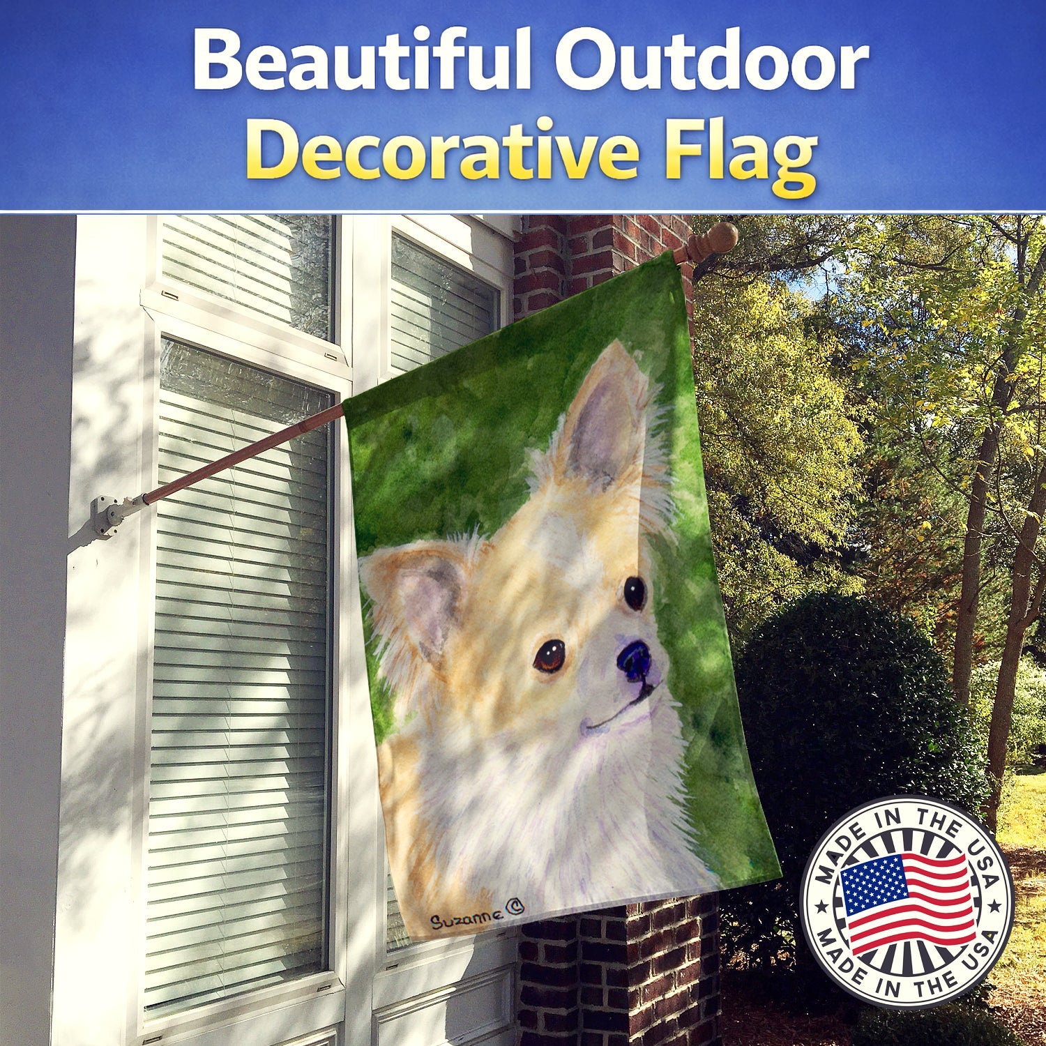 Chihuahua House Flag 28x40 Porch Sleeve Pole Decorative Outside Yard Banner Artwork Wall Hanging, Polyester