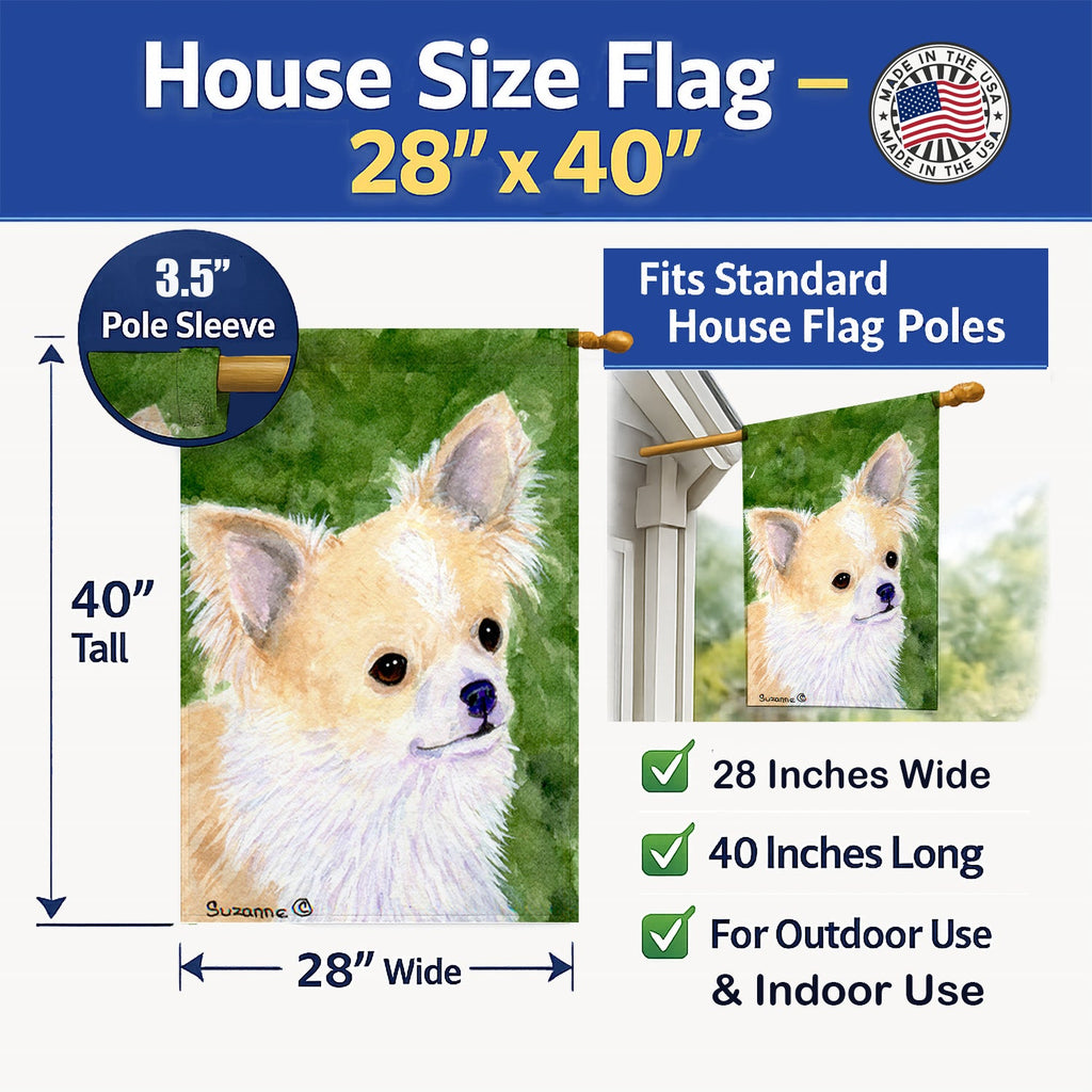 Chihuahua House Flag 28x40 Porch Sleeve Pole Decorative Outside Yard Banner Artwork Wall Hanging, Polyester