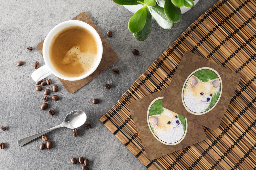 Chihuahua Foam Coasters Set of 4 Cup Coasters for Indoor Outdoor, Tabletop Protection, Anti Slip, Mouse pad Material