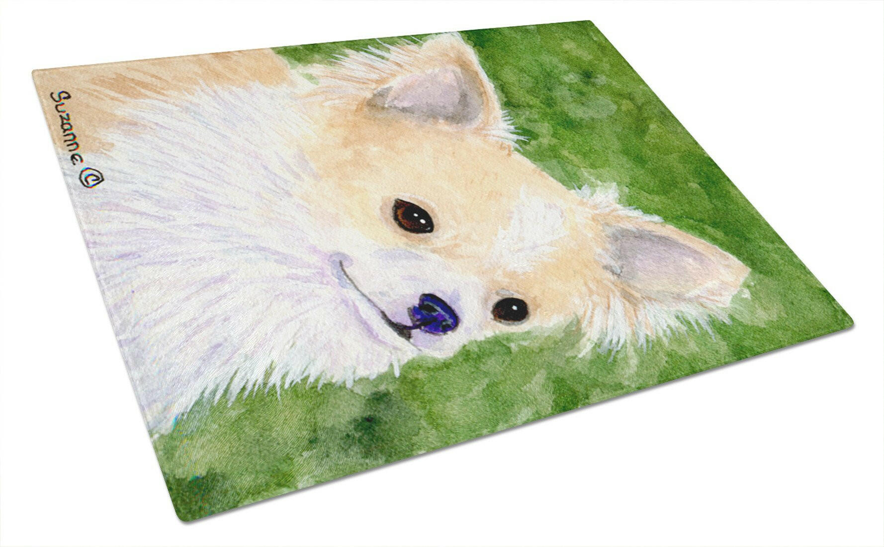 Chihuahua Cutting Board Tempered Glass Kitchen Cutting Surface, Heat Resistant Chopping, Non-Slip Feet, Food Prep & Serving