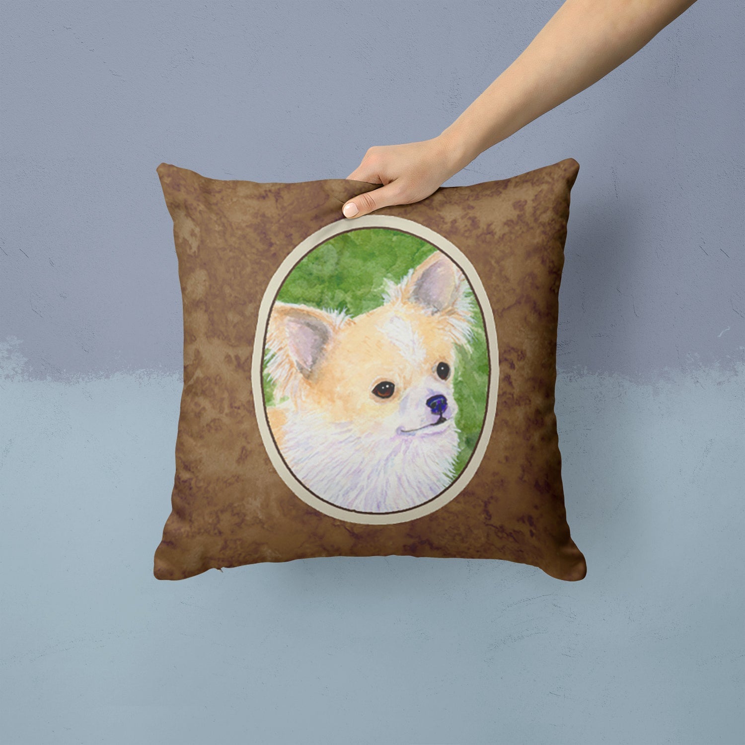 Chihuahua Decorative Throw Pillow 14x14 Indoor Outdoor Accent Cushion, Fabric Cover with Insert for Sofa, Bed, Porch & Living Room