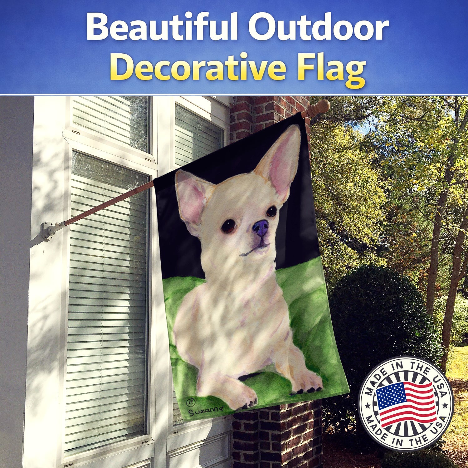 Chihuahua House Flag 28x40 Porch Sleeve Pole Decorative Outside Yard Banner Artwork Wall Hanging, Polyester
