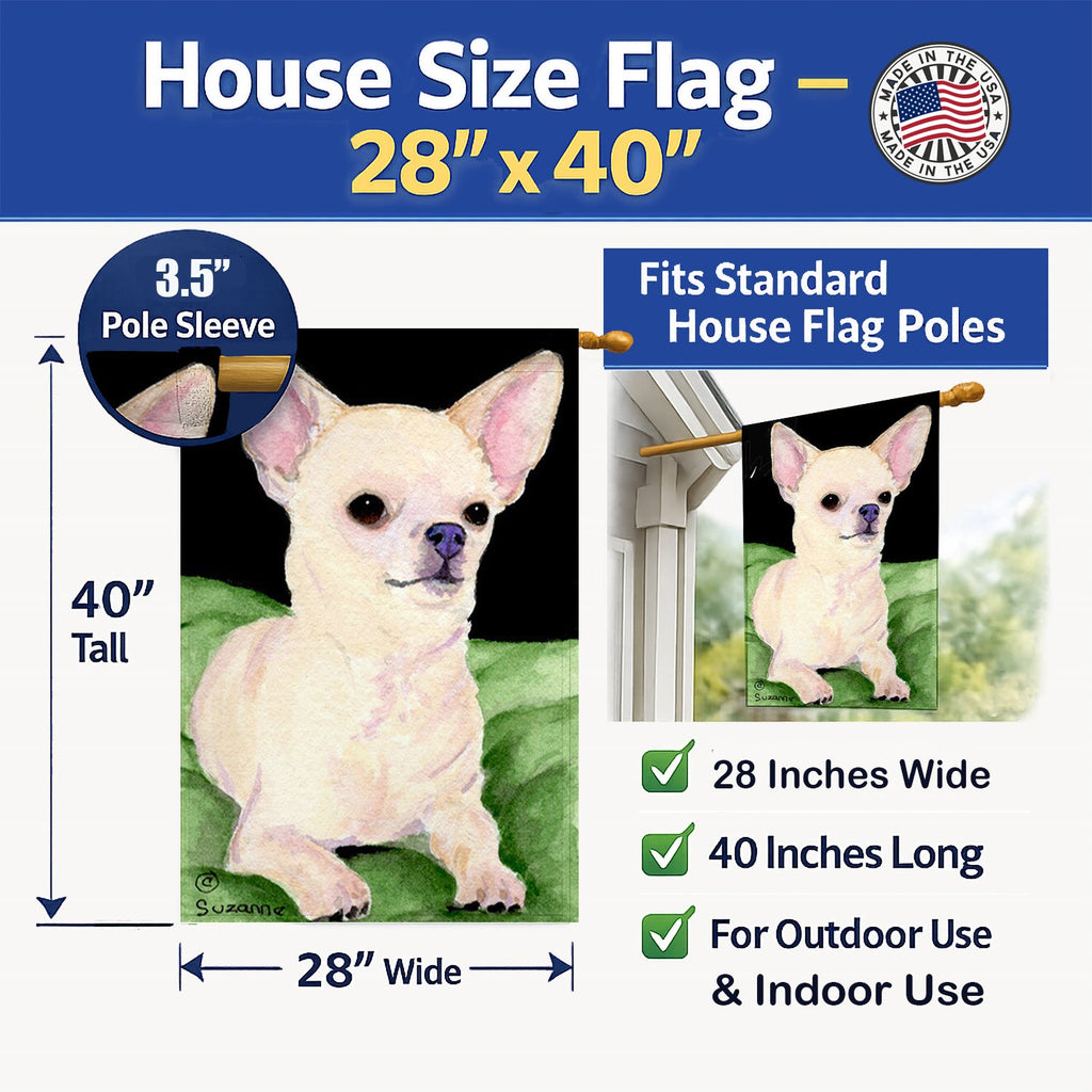 Chihuahua House Flag 28x40 Porch Sleeve Pole Decorative Outside Yard Banner Artwork Wall Hanging, Polyester
