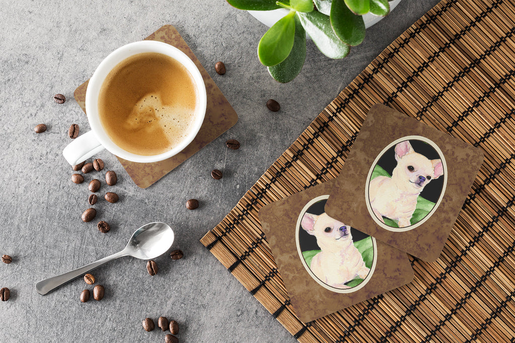 Chihuahua Foam Coasters Set of 4 Cup Coasters for Indoor Outdoor, Tabletop Protection, Anti Slip, Mouse pad Material