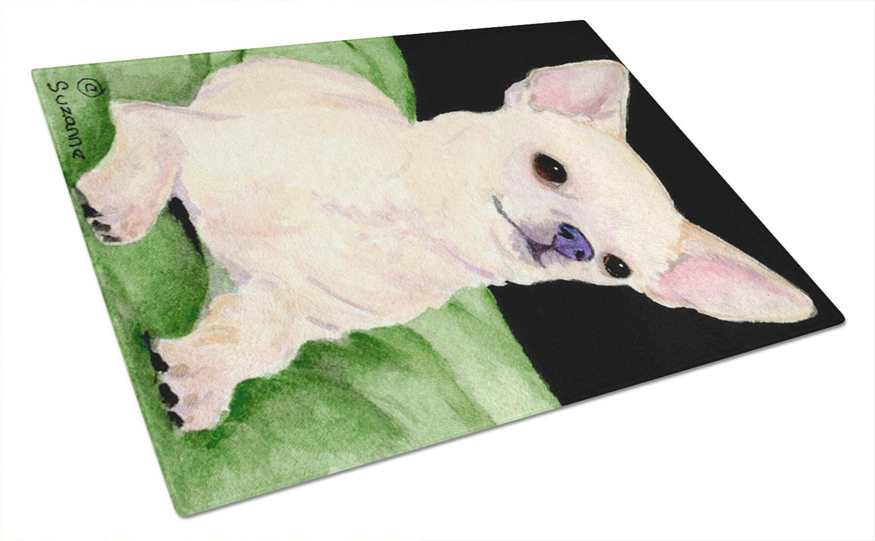 Chihuahua Cutting Board Tempered Glass Kitchen Cutting Surface, Heat Resistant Chopping, Non-Slip Feet, Food Prep & Serving