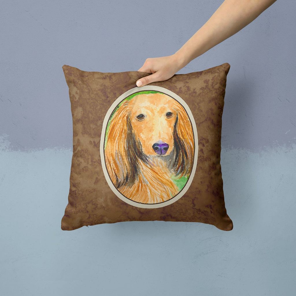 Dachshund Decorative Throw Pillow 14x14 Indoor Outdoor Accent Cushion, Fabric Cover with Insert for Sofa, Bed, Porch & Living Room
