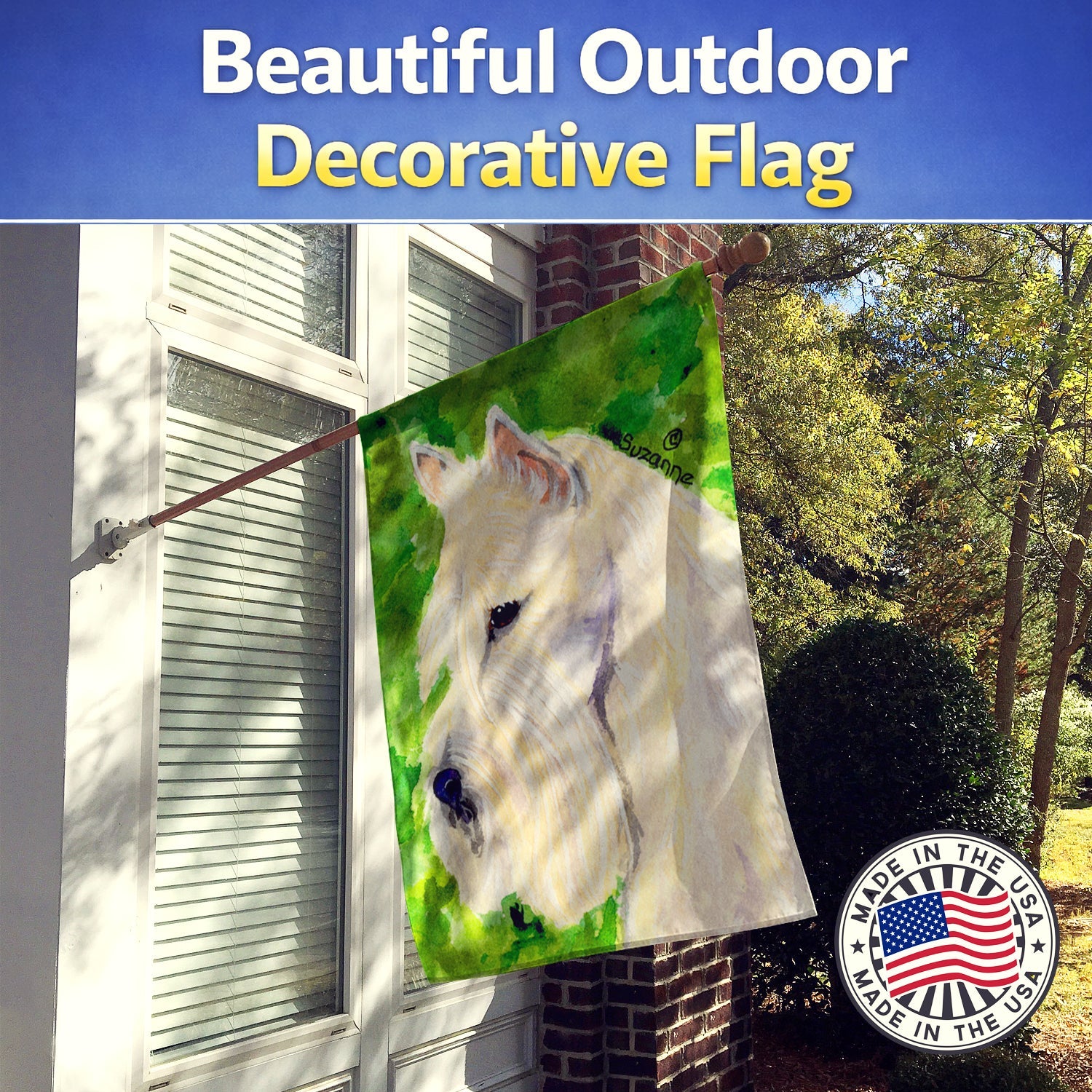 Scottish Terrier House Flag 28x40 Porch Sleeve Pole Decorative Outside Yard Banner Artwork Wall Hanging, Polyester