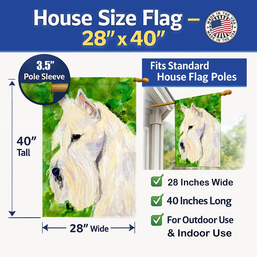 Scottish Terrier House Flag 28x40 Porch Sleeve Pole Decorative Outside Yard Banner Artwork Wall Hanging, Polyester