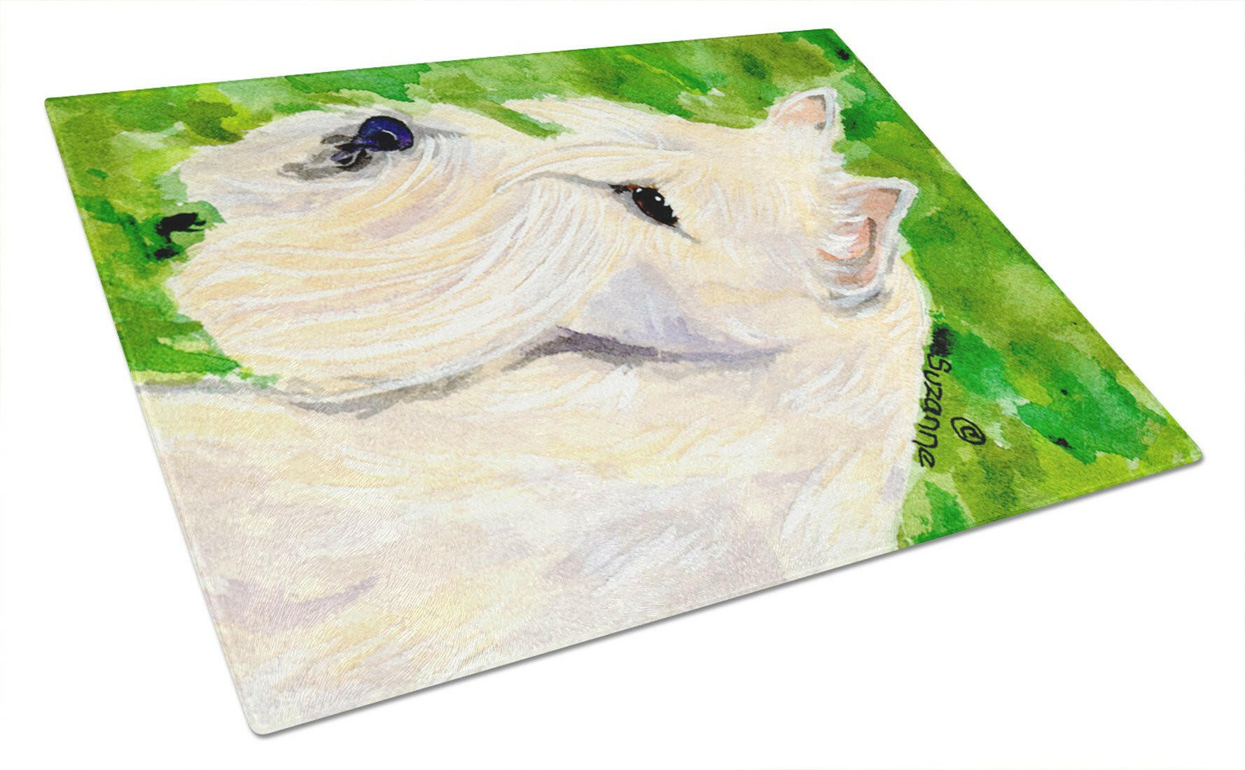 Scottish Terrier Cutting Board Tempered Glass Kitchen Cutting Surface, Heat Resistant Chopping, Non-Slip Feet, Food Prep & Serving