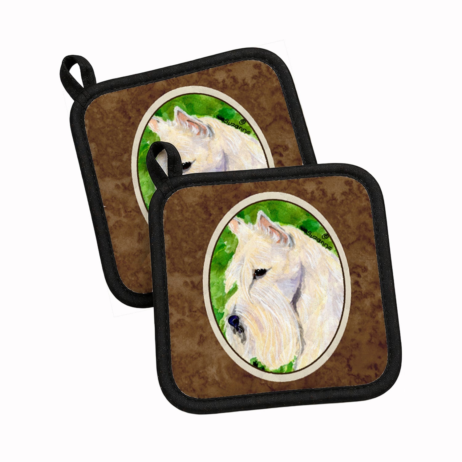 Scottish Terrier Pot Holder Set of 2 Heat Resistant Quilted Hot Pads 7.5 x 7.5 Inch, Insulated Kitchen Trivets for Cooking & Baking