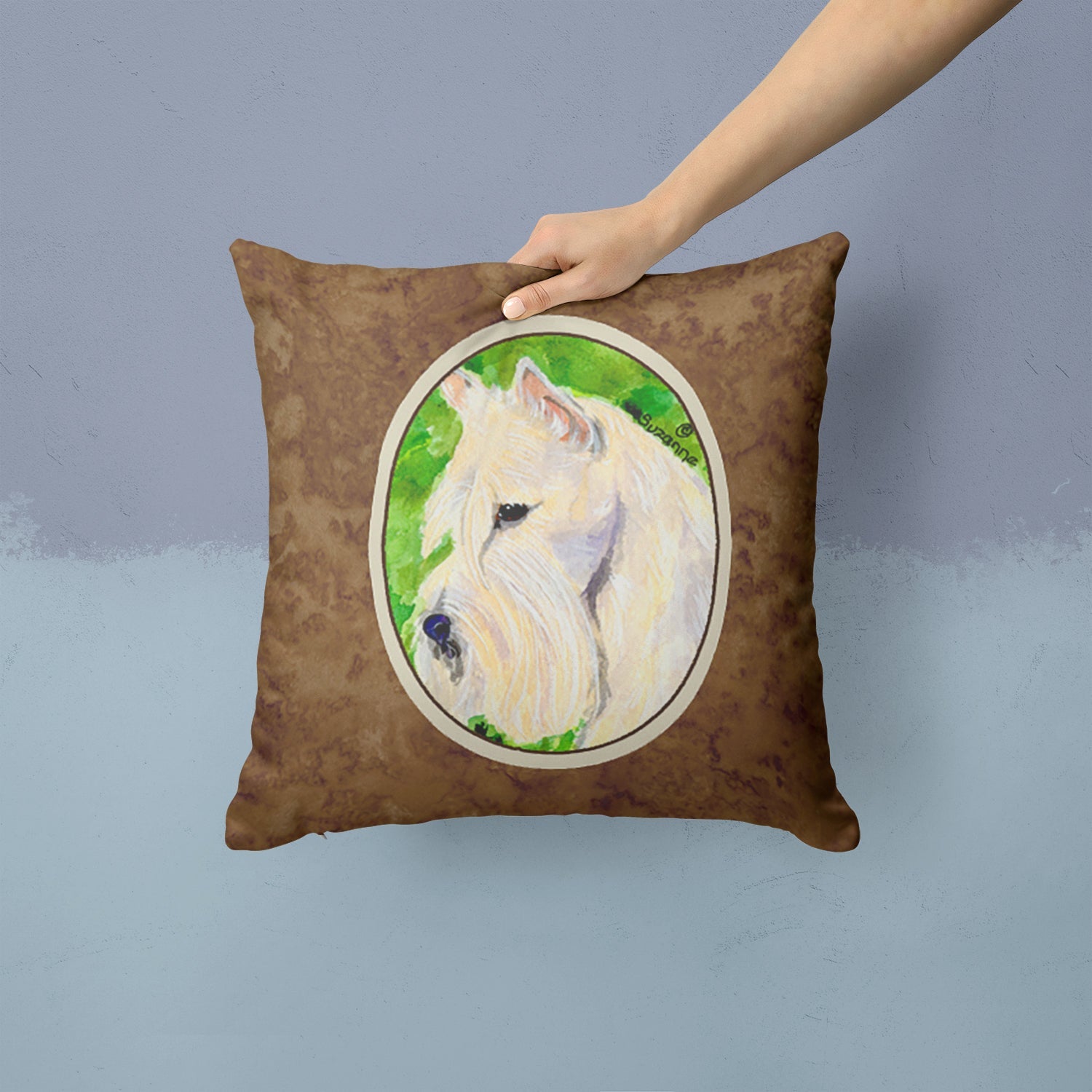 Scottish Terrier Decorative Throw Pillow 14x14 Indoor Outdoor Accent Cushion, Fabric Cover with Insert for Sofa, Bed, Porch & Living Room