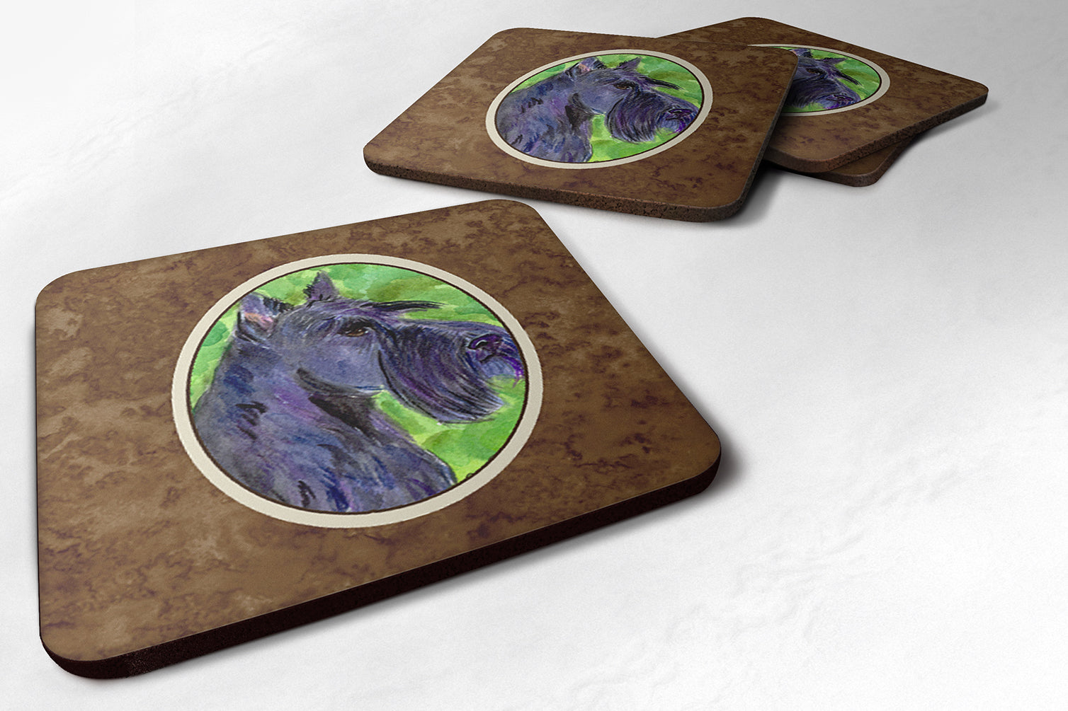 Scottish Terrier Foam Coasters Set of 4 Cup Coasters for Indoor Outdoor, Tabletop Protection, Anti Slip, Mouse pad Material