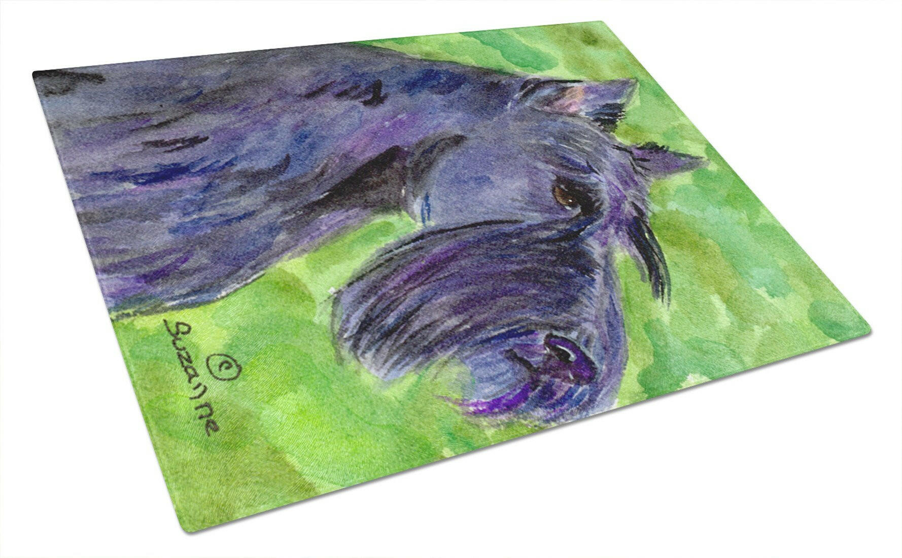 Scottish Terrier Cutting Board Tempered Glass Kitchen Cutting Surface, Heat Resistant Chopping, Non-Slip Feet, Food Prep & Serving