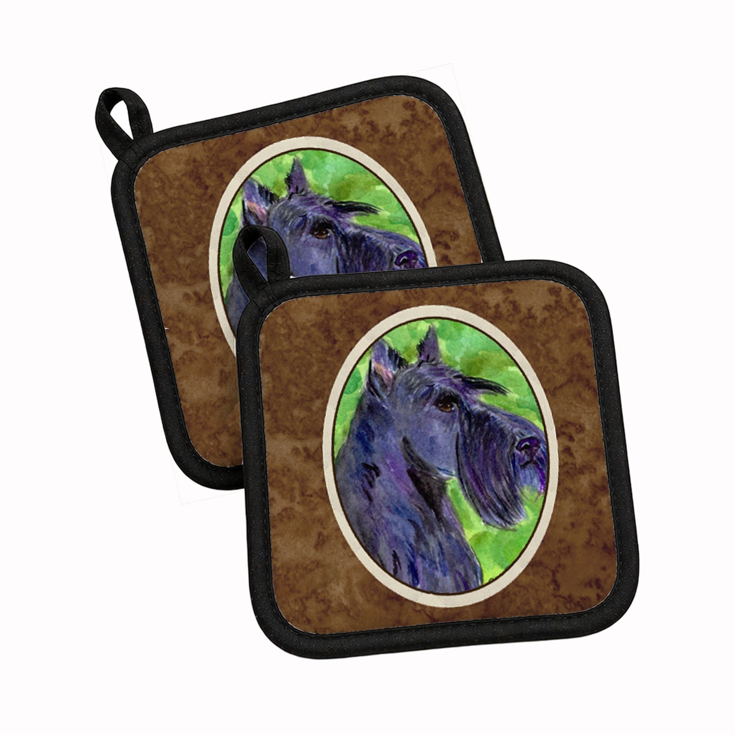 Scottish Terrier Pot Holder Set of 2 Heat Resistant Quilted Hot Pads 7.5 x 7.5 Inch, Insulated Kitchen Trivets for Cooking & Baking