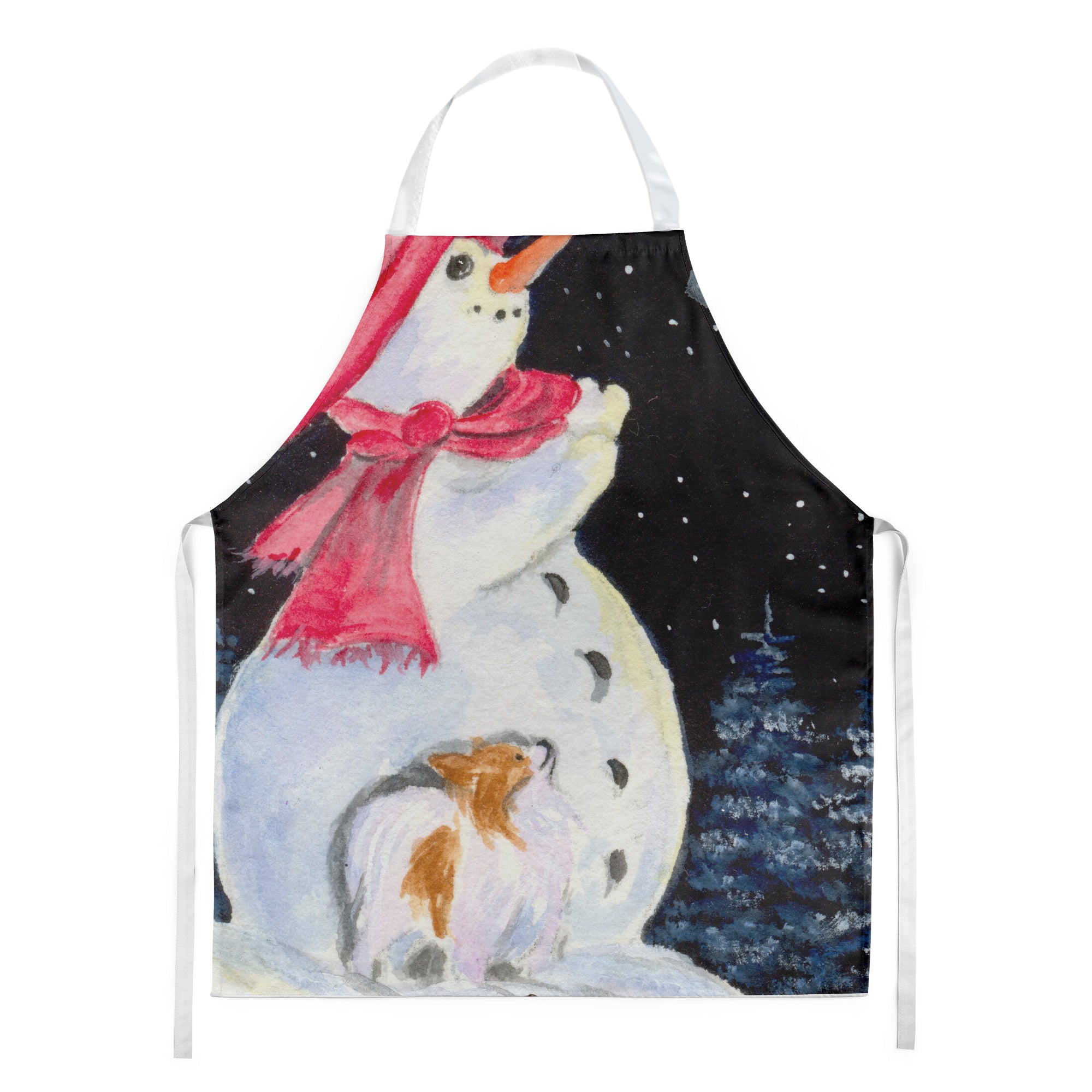 Snowman with Papillon Apron Cooking Kitchen Server Baking Crafts Gardening for Adult Women Men, Unisex, Large, Multicolor