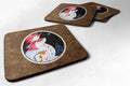 Snowman with Papillon Foam Coasters Set of 4 Cup Coasters for Indoor Outdoor, Tabletop Protection, Anti Slip, Mouse pad Material