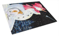 Snowman with Papillon Cutting Board Tempered Glass Kitchen Cutting Surface, Heat Resistant Chopping, Non-Slip Feet, Food Prep & Serving